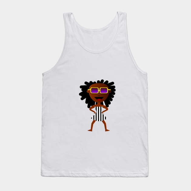 Cartoon funny african girl with sunglasses Tank Top by monika27